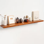 48" Solid Teak Floating Wall Shelf by Unknown