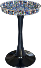 Gesodant Boho Chic Round Side Table, Stable Hourglass Pedestal Base, Unique by Gesodant+
