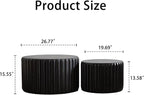 46.46'' White Round Coffee Table Set of 2, Modern Circle Fluted Drum Nesting - Image 2