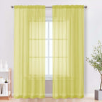 Sheer Curtains 84 Inches Long 2 Panels Set, Light Filtering Transparent by OVZME