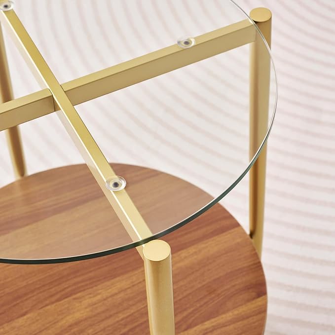 LumFurn Round Glass End Table, Mid-Century Modern Design Sofa Table - Image 9