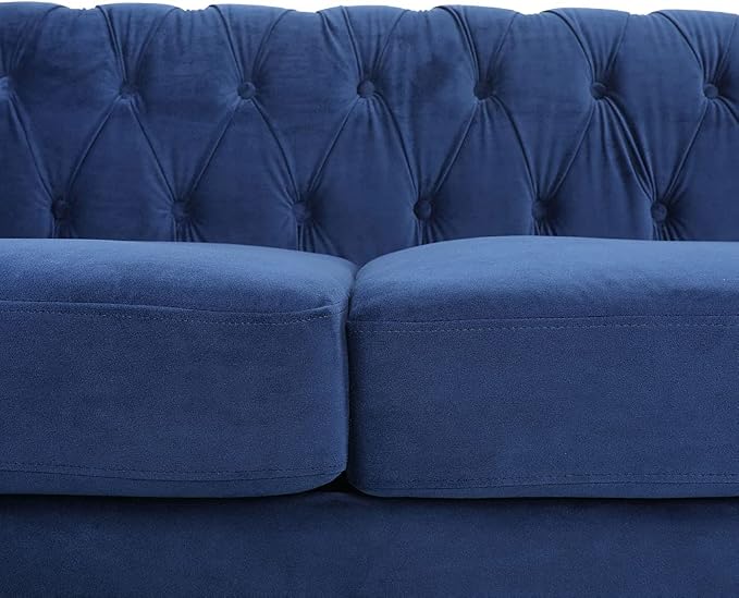 AVZEAR 3 seat Sofa, Velvet Living Room Large Sofa Modern Chesterfield Fabric - Image 4