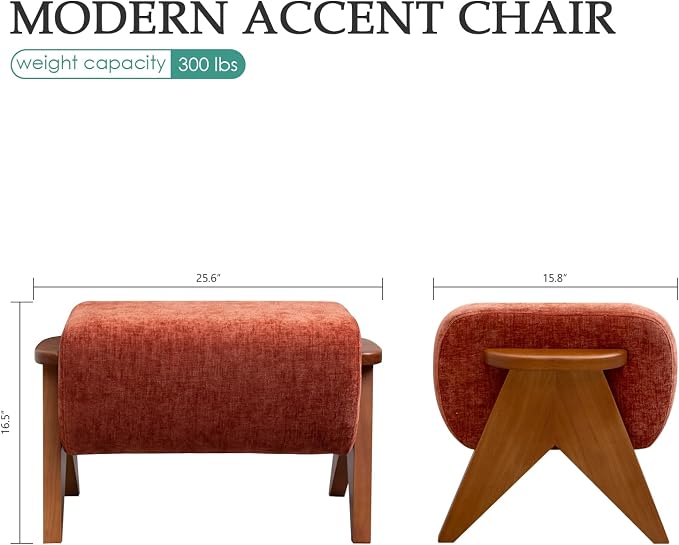 Linen Padded footstools Mid Century Modern Ottoman - Image 2