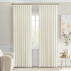 MIULEE Cream Back Tab Blackout Curtains 52x72 Inches Long 2 Panels Set | Rod - Image 9