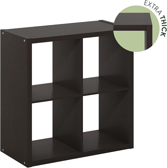 Furinno CUBICLE Book Shelf, 4-Cube Bookshelf, Extra Thick Frame Reversible - Image 7