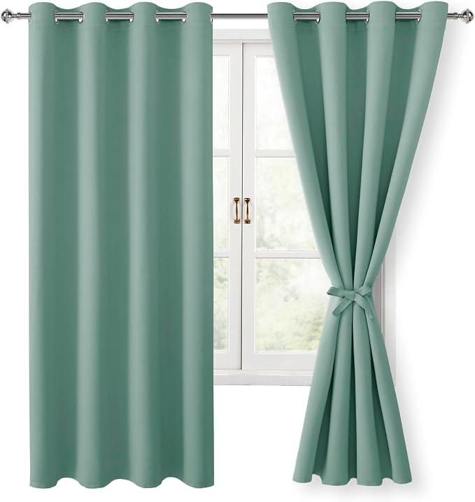 Blackout Curtains for Bedroom, Sage Green, 52 x 63 Inch, 2 Panels | Thermal - Image 8