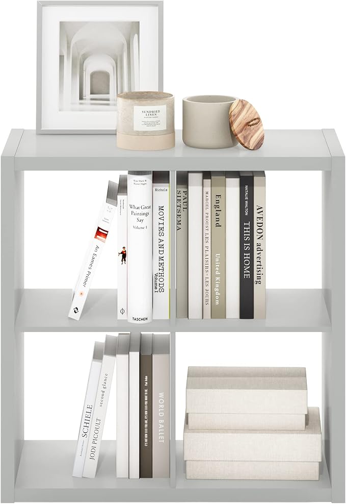 Furinno Cubicle Open Back Decorative Cube Storage Organizer, Light Grey - Image 8