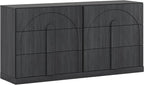 BELLEZE Sideboard Cabinet with 3 Drawers, Large Fluted Sideboard with Storage - Image 9