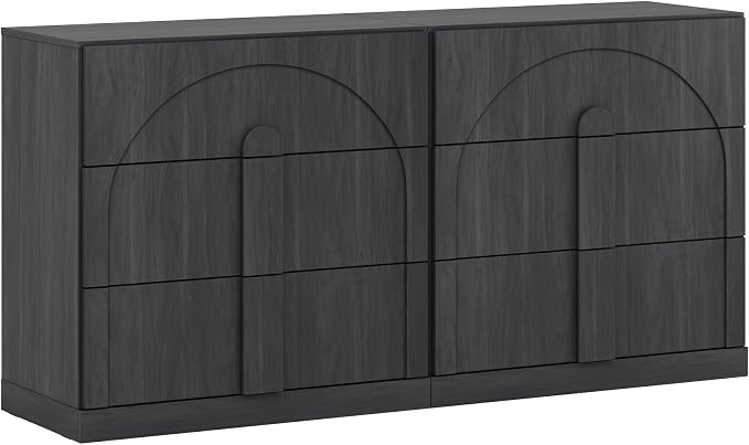 BELLEZE Sideboard Cabinet with 3 Drawers, Large Fluted Sideboard with Storage - Image 9