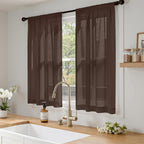 MIULEE Chocolate Sheer Curtains 63 Inches Long 4 Panels 42 x 63 Inches | Light - Image 2