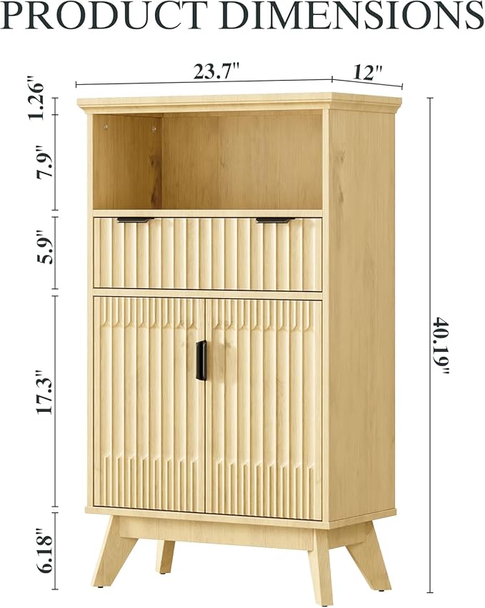 Fatmok Buffet Cabinet with Storage Seto of 2, Wood Buffet Sideboard Console - Image 3
