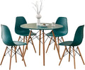 5-Piece Round Dining Table Set, Small 35.5" Kitchen Table Chairs Set of 4 Space by LECAFURHL