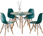5-Piece Round Dining Table Set, Small 35.5" Kitchen Table Chairs Set of 4 Space by LECAFURHL