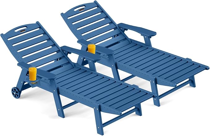 Ciokea Outdoor Chaise Lounge Chair Set of 2, Patio Lounge Chairs by CIOKEA