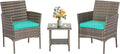 FDW 3 Piece Outdoor Furniture Set Patio Gray Wicker Chairs Furniture Bistro by FDW