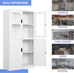 4 Door Display Cabinet with Adjustable Shelves, Locking Steel Storage Caninet - Image 8