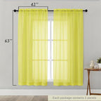 Sheer Curtains 63 Inch Length 2 Panels Set - Image 2