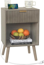 Fultyle Grey Wood Nightstand by Fultyle