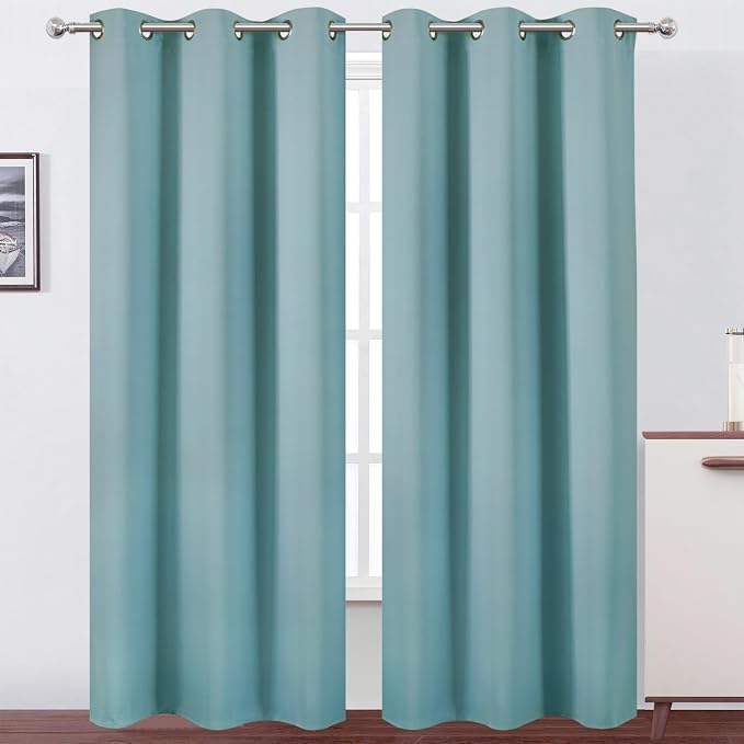 Stone Blue Thermal Blackout Curtains/42 x 84 Inch/Set of 2 Panels Room by Lemomo