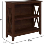 Bush Home Key West Small 2 Shelf Bookcase in Bing Cherry, Compact Home Organizer - Image 3