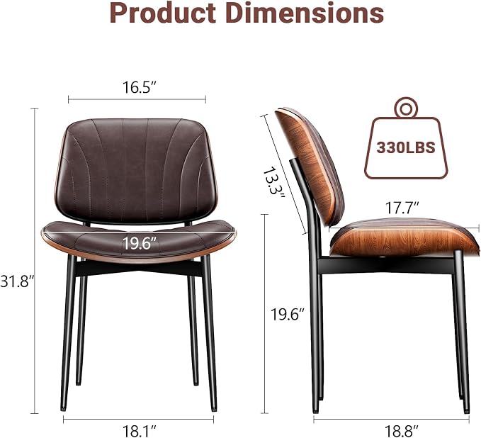 YaFiti Dining Chairs Set of 6, Dining Room and Kitchen Chairs, Mid Century - Image 2