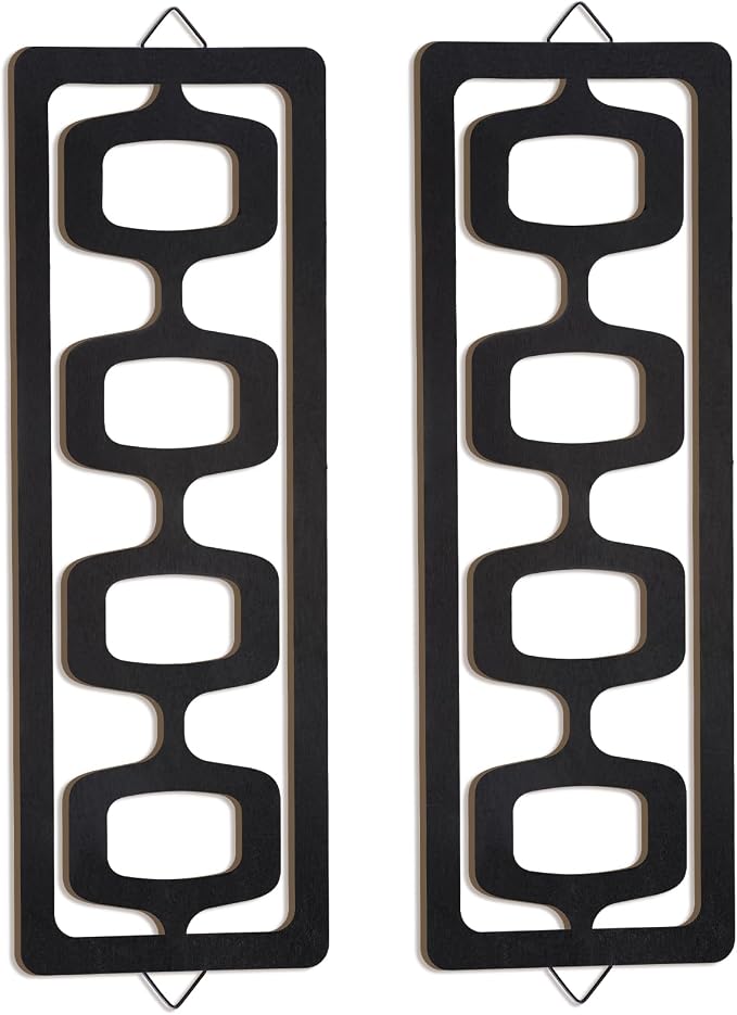 CroBlissful 2 Pcs Mid Century Modern Wall Art Wood Mid Century Elegance Decor by CroBlissful