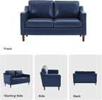 Kingfun 56" Faux Leather Sofa, Loveseat Couch, Mid Century Modern Love Seat - Image 7