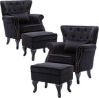 Accent Chairs with Ottoman Set of 2 Velvet Wingback Club Chair Upholstered by DMFurniture