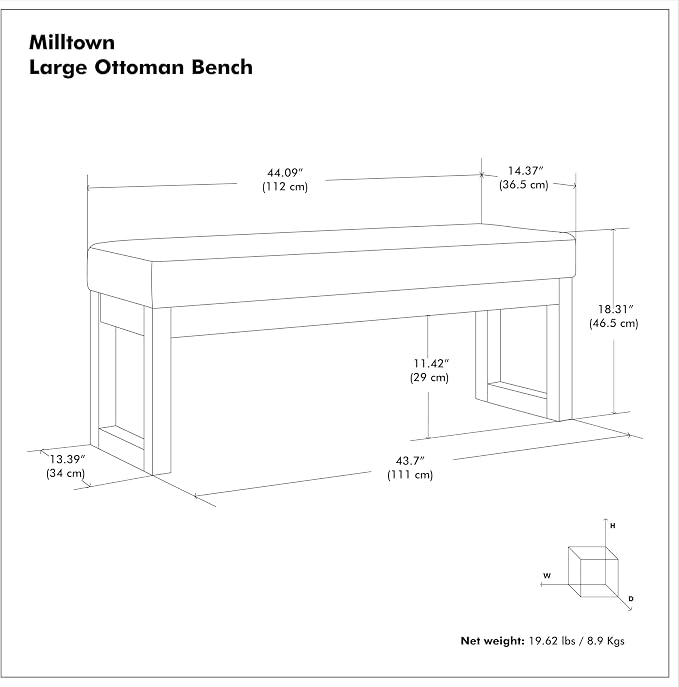 SIMPLIHOME Milltown Large Ottoman Bench - Image 3