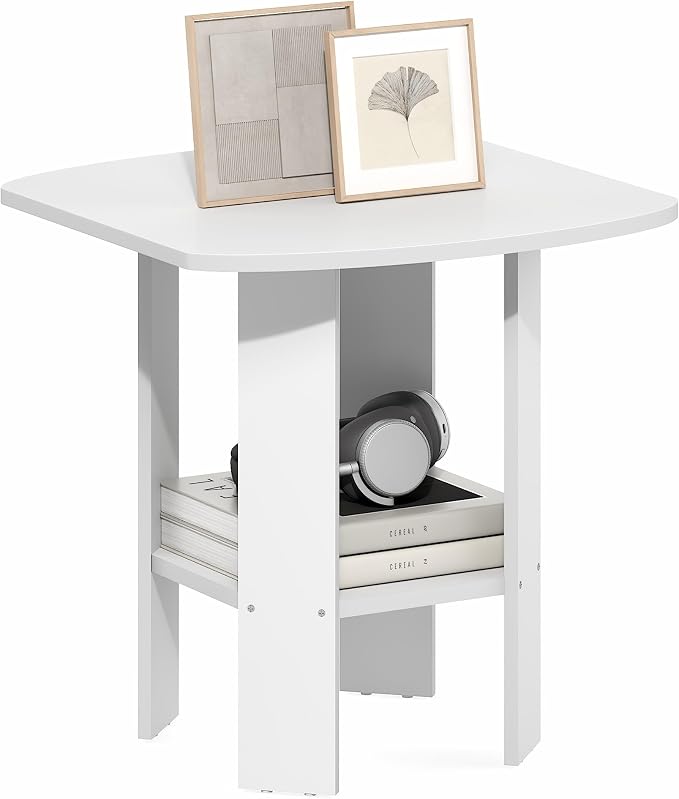 Furinno Simple Design Side Table, 2-Tier Square Modern End Table, Open Shelves by Furinno-FitsYourSpaceFitsYourBudget