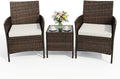 3PCS Outdoor Patio Bistro Set, PE Rattan Wicker Armchairs by Garvee