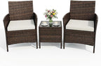 3PCS Outdoor Patio Bistro Set, PE Rattan Wicker Armchairs by Garvee