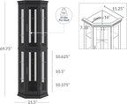 BELLEZE Lighted 3-Side Glass Display Curio Cabinet w/Tempered Glass Doors & - Image 2