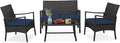 Tangkula 4 Pieces Outdoor Conversation Set, Patio PE Wicker Sofa by TANGKULA