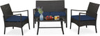 Tangkula 4 Pieces Outdoor Conversation Set, Patio PE Wicker Sofa by TANGKULA