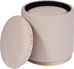 PINPLUS Round Ottoman with Storage Set of 2, Vanity Stool with Storage - Image 6