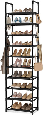 VTRIN 10 Tiers Tall Shoe Rack Holds 20-25 Pairs of Shoes Sturdy Vertical Shoe by VTRIN