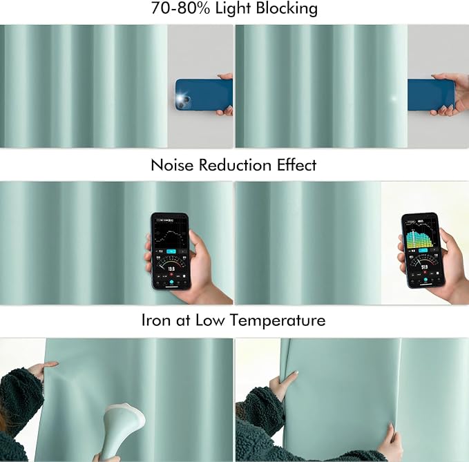 MIULEE Aqua Back Tab Blackout Curtains 52x120 Inch Long 2 Panels Set | Rod - Image 5