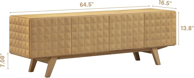 NTC Sapa Mid-Century Modern Solid Wood TV Stand 4-Door Media Console - Image 6