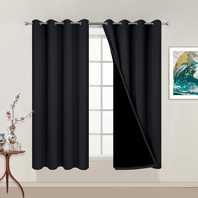 Yakamok Black 100% Blackout Curtains 54 Inches Long by Yakamok