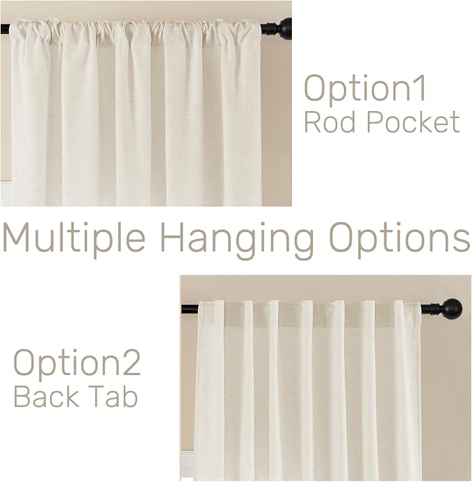 Joydeco Linen Curtains 2 Panel Set - Image 3