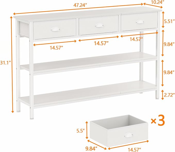 Furologee White Long 47" Console Sofa Table - Image 3