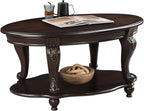 Oval Wood Coffee Table for Living Room, 2-Tier Solid Wood Coffee Table by FGXJY