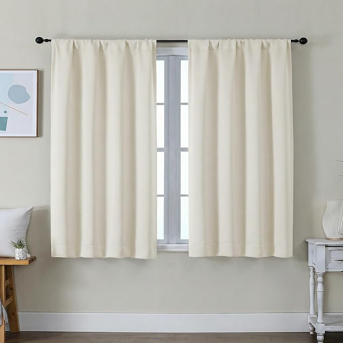 Simplebrand Ava Light Beige Short Light Filtering Curtains by Simplebrand