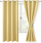 Blackout Curtains for Bedroom, 52 x 63 Inches Length, Light Yellow | Thermal by Hiasan