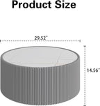 29.52" Round Marble Coffee Table, Modern Fluted Coffee Table w/White Sintered - Image 2