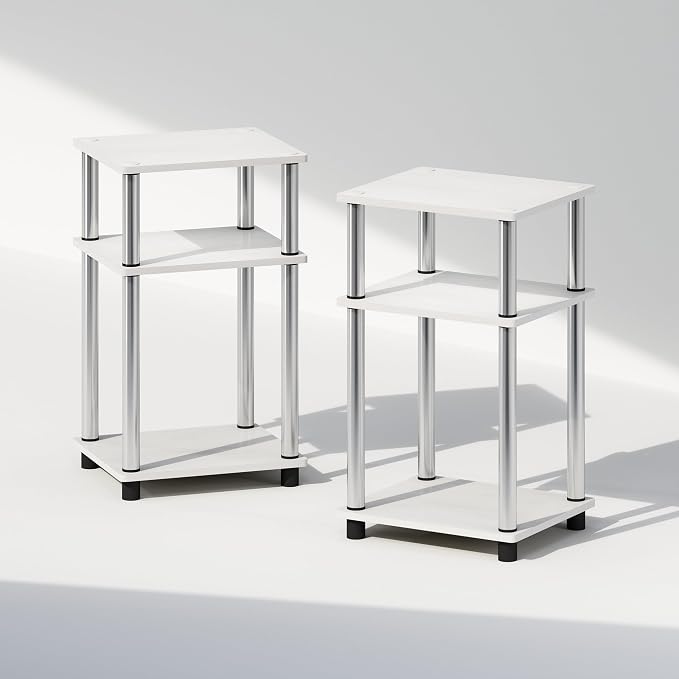 Furinno Just 3-Tier Turn-N-Tube Open Storage Nightstand, Plastic Poles - Image 7