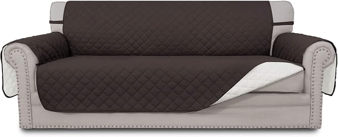 Easy-Going Reversible Couch Cover, 4 Seater Sofa, Chocolate/Ivory | XX-Large by Easy-Going