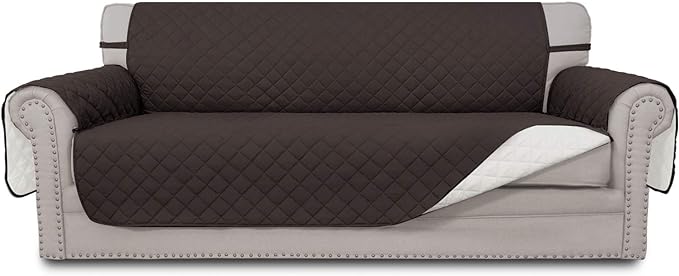Easy-Going Reversible Couch Cover, 3 Cushion Sofa, Chocolate/Ivory | Machine by Easy-Going