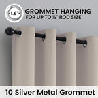 SimpleHome Natural 100% Blackout Curtains Room Darkening Living Room 63L | - Image 6